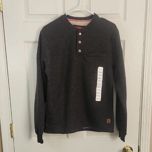 Coleman Gray Henley Sweatshirt Soft Thermal Fabric